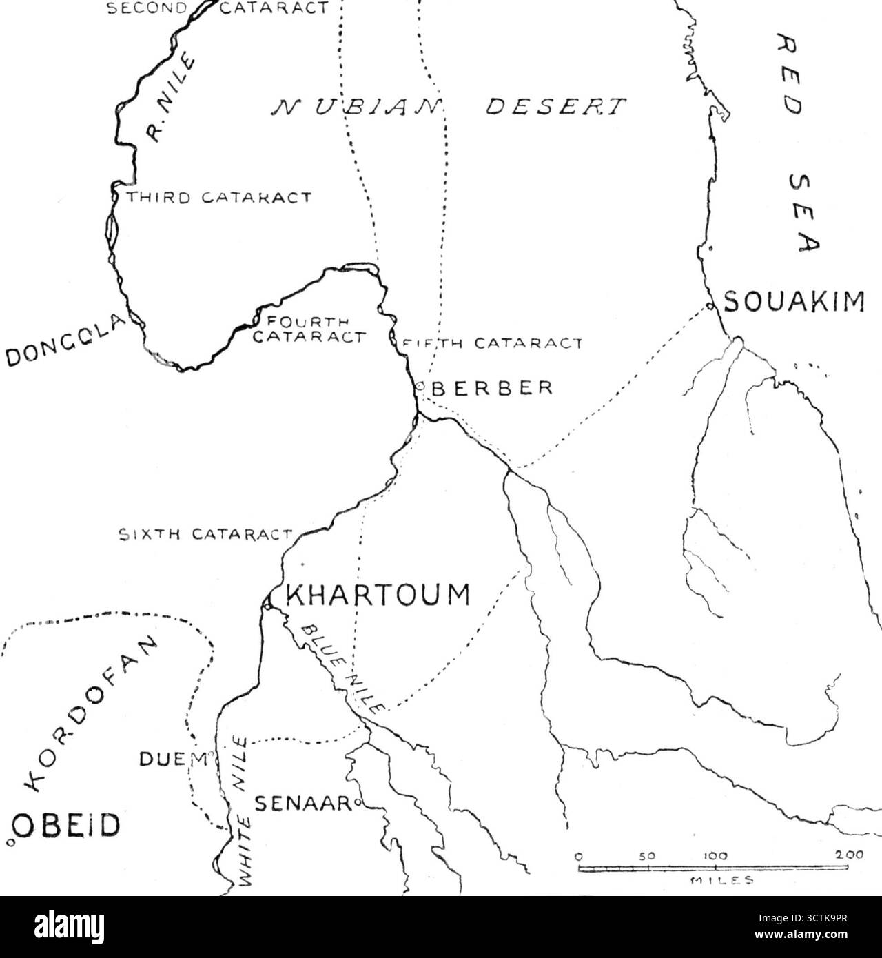 Map of the Nile and Sudan showing El Obeid and Khartoum